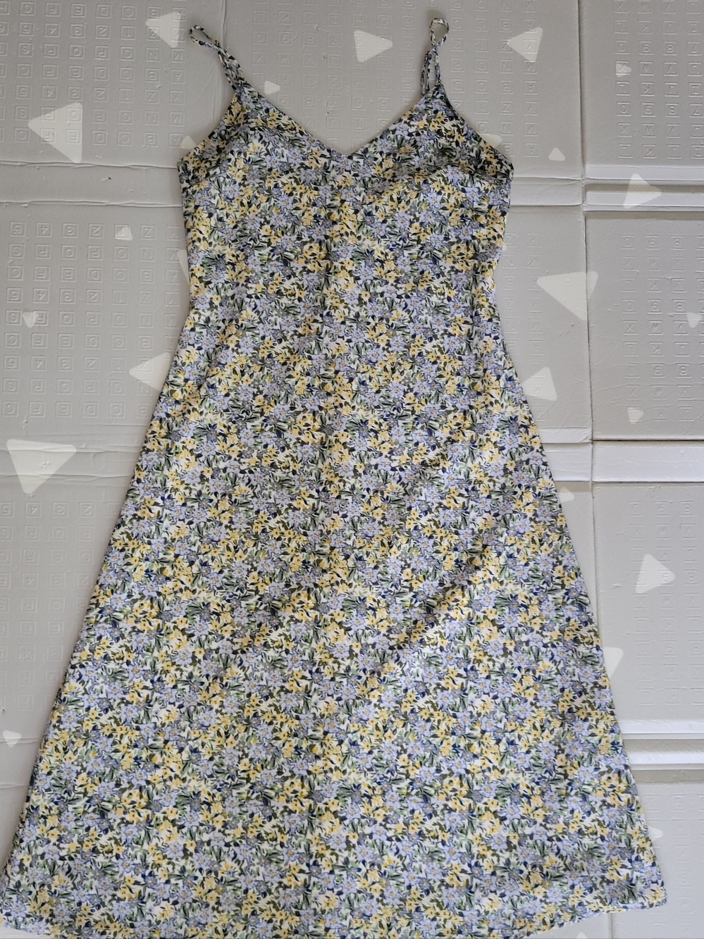 Floral Blue & Yellow Dress Medium